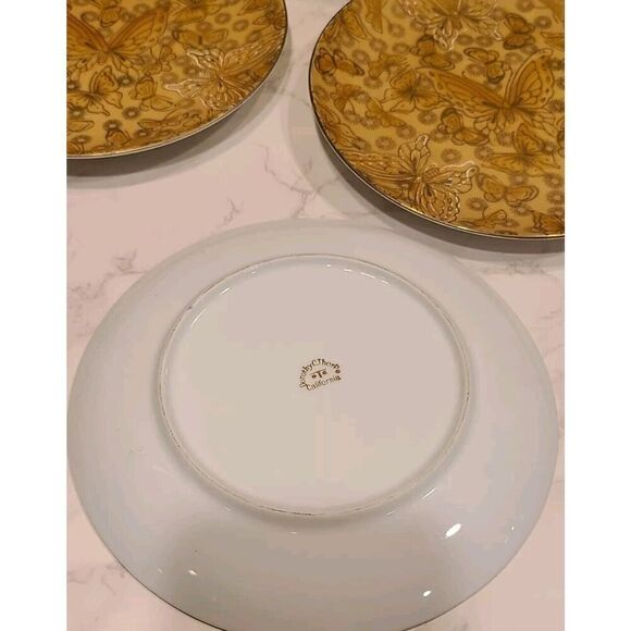 Dorothy C Thorpe VTG Porcelain Salad Plates Gold w/Butterflies- Set of (4) 7.75" - Picture 14 of 15